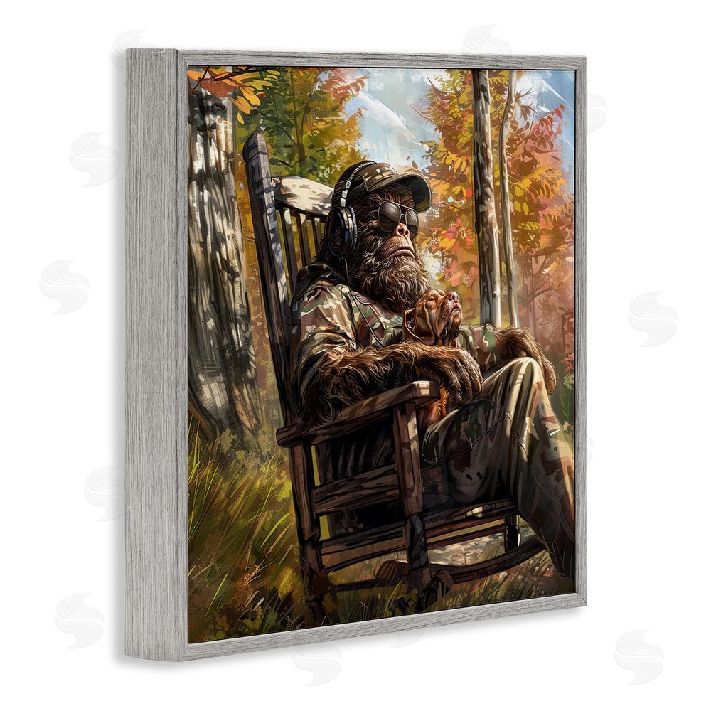 Jim Baldwin Mythical Creature with Headphones Gray Framed Giclee Print Wall Art