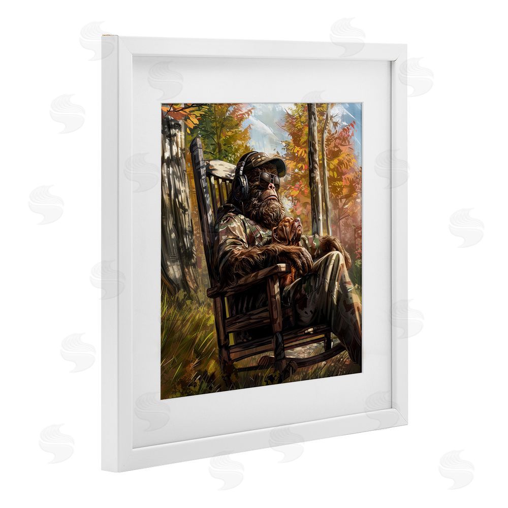 Jim Baldwin Mythical Creature with Headphones White Framed Print Under Glass Wall Art