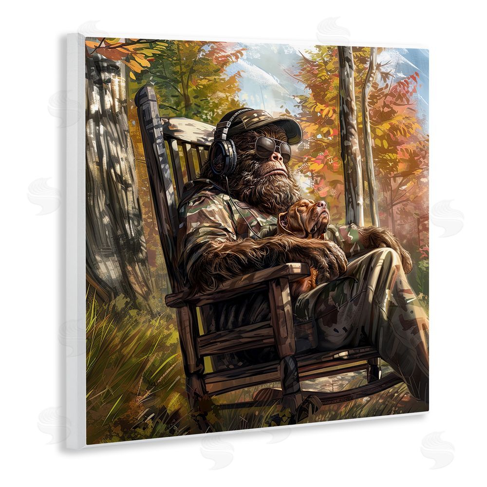 Jim Baldwin Mythical Creature with Headphones Wooden Wall Plaque Art Print