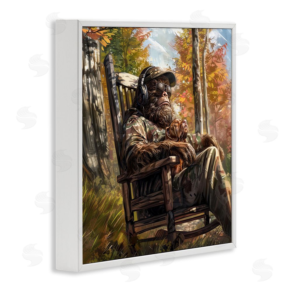 Jim Baldwin Mythical Creature with Headphones White Framed Giclee Print Wall Art