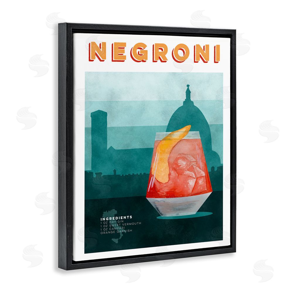 Brett Blumenthal Retro Negroni & Architecture Black Floating Frame Canvas Wall Art Print
