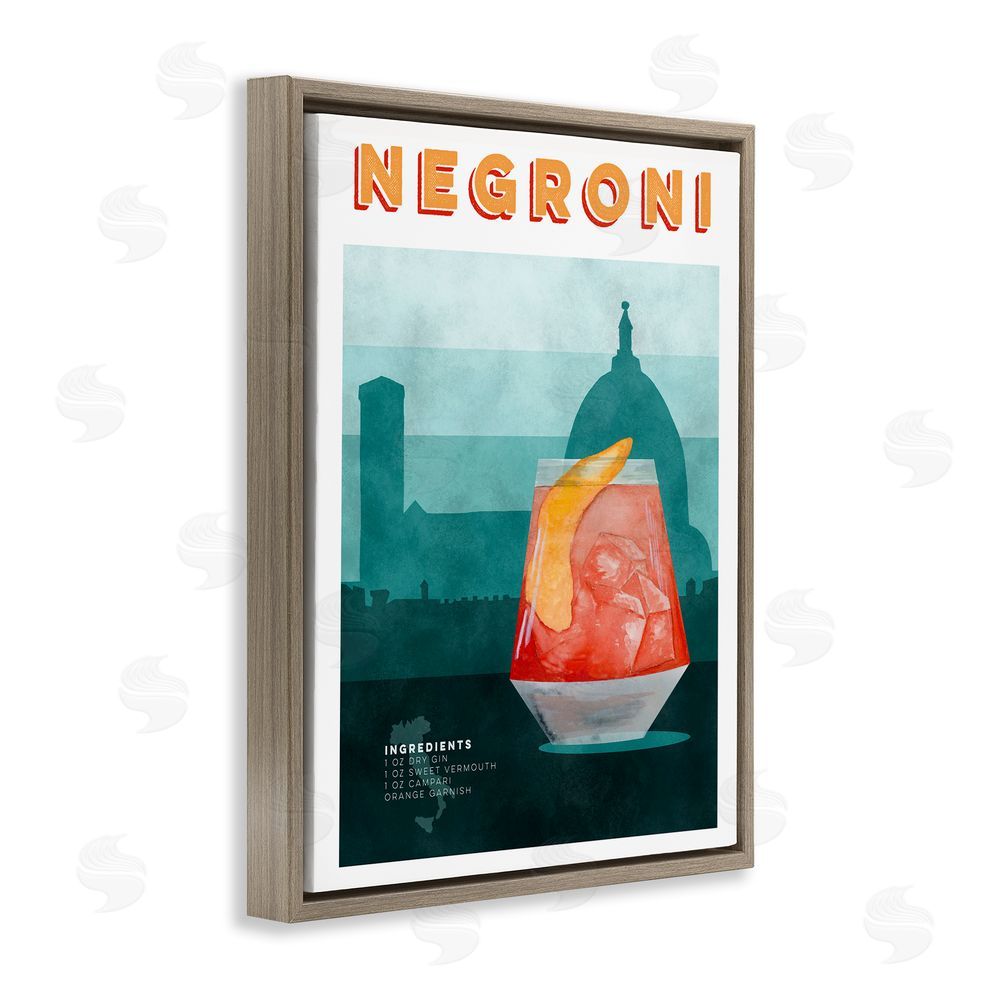 Brett Blumenthal Retro Negroni & Architecture Brown Floating Frame Canvas Wall Art Print