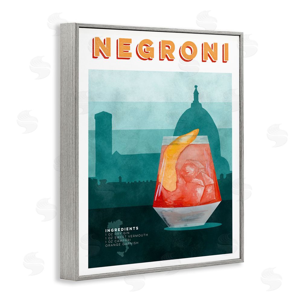 Brett Blumenthal Retro Negroni & Architecture Gray Framed Giclee Print Wall Art