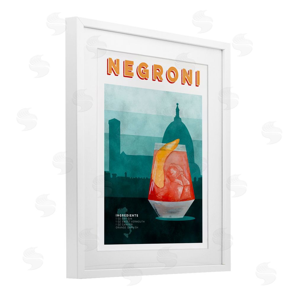Brett Blumenthal Retro Negroni & Architecture White Framed Print Under Glass Wall Art
