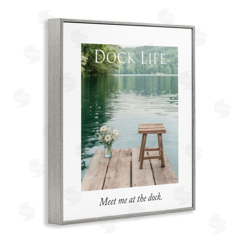 A Barefoot Stylist Dock Life Calming Scenery Gray Framed Giclee Wall Art Print