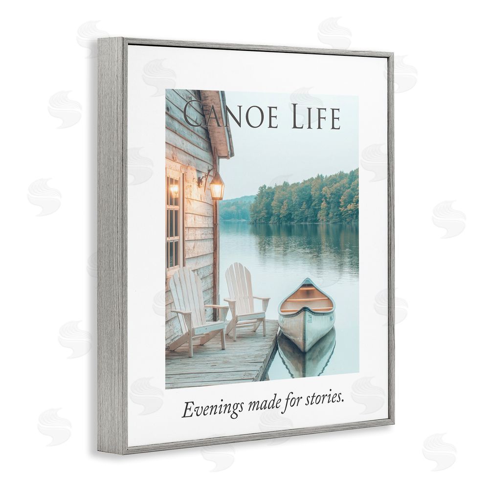 A Barefoot Stylist Canoe Life Quote Gray Framed Giclee Wall Art Print