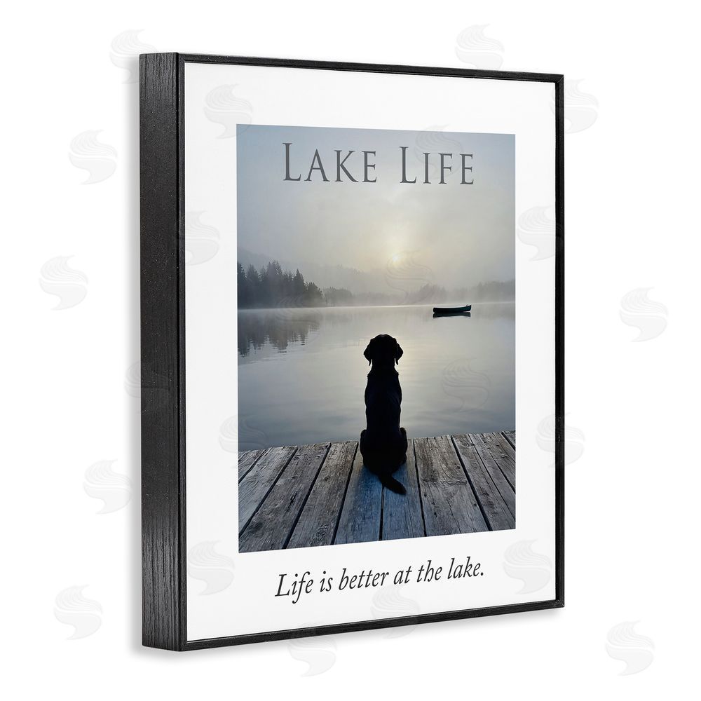 A Barefoot Stylist Lake Life with Dog Black Framed Giclee Wall Art Print