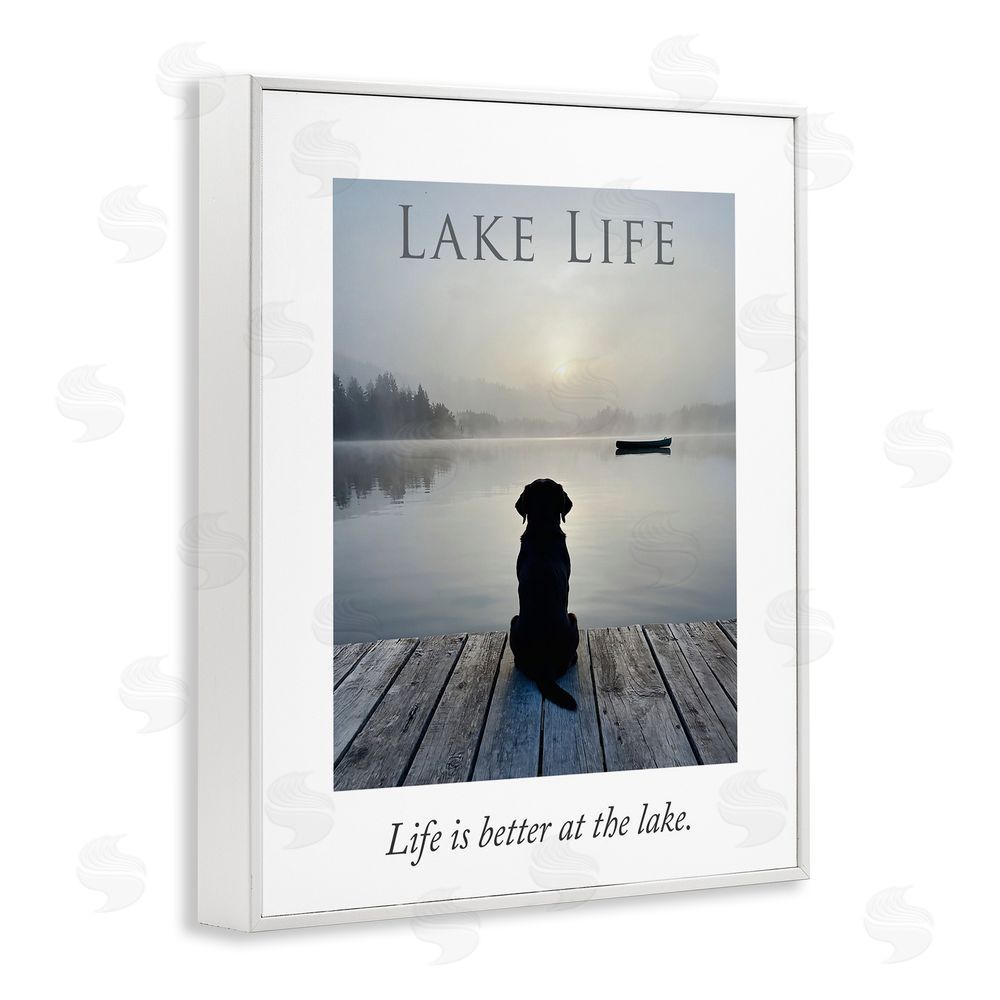 A Barefoot Stylist Lake Life with Dog White Framed Giclee Wall Art Print