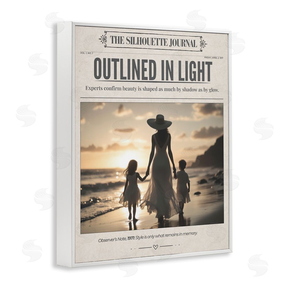 A Barefoot Stylist Outlined In Light Newspaper White Framed Giclee Wall Art Print