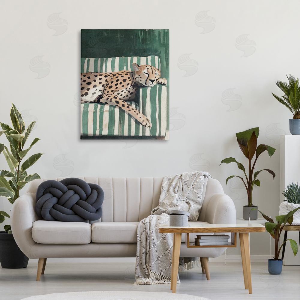 Annabelle Hall Cheetah on Striped Sofa