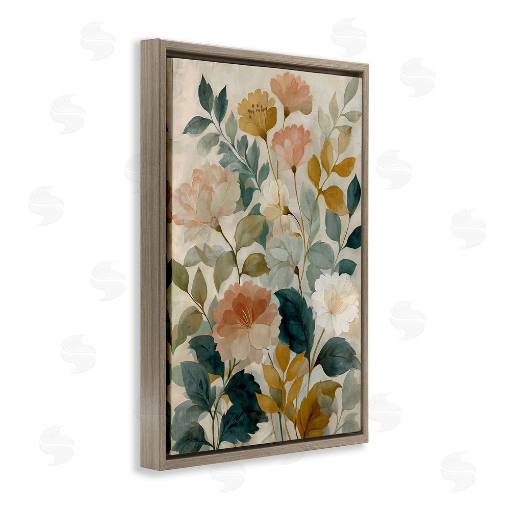 Annabelle Hall Adoring Flower Collection Brown Floating Frame Canvas Wall Art Print