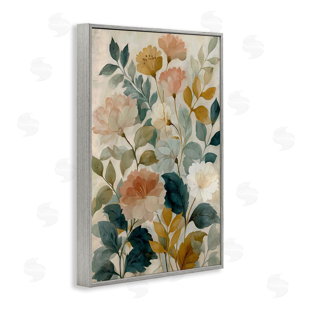 Annabelle Hall Adoring Flower Collection Gray Framed Giclee Wall Art Print