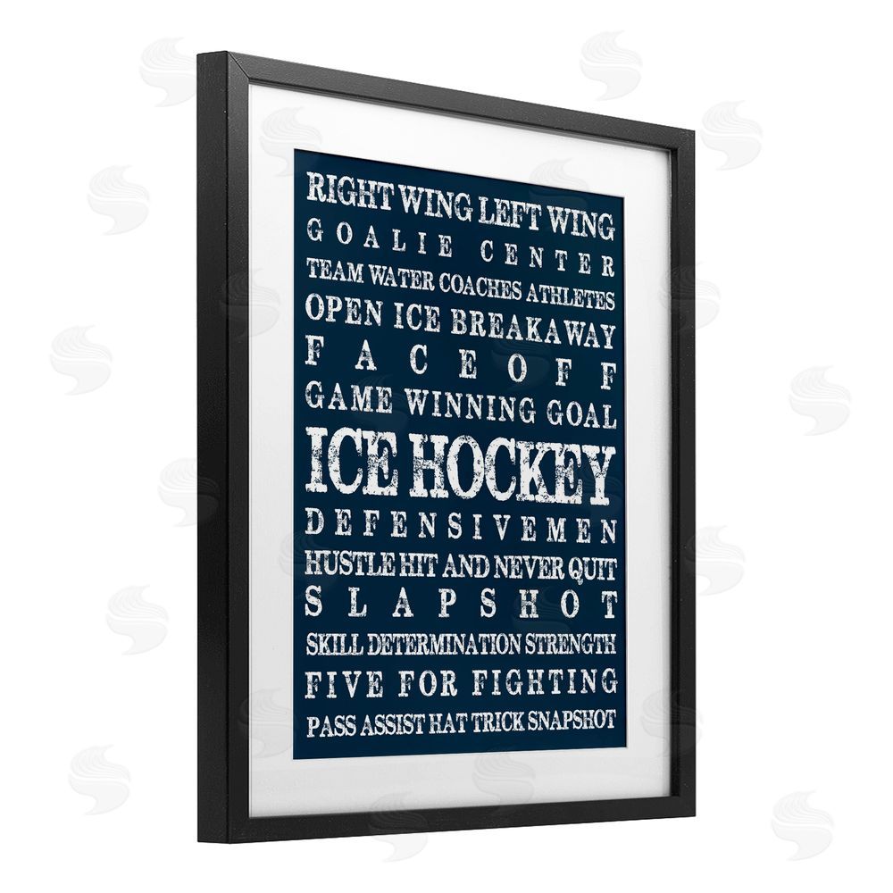 Melody Hogan Ice Hockey Expressions Black Framed Print Under Glass Wall Art
