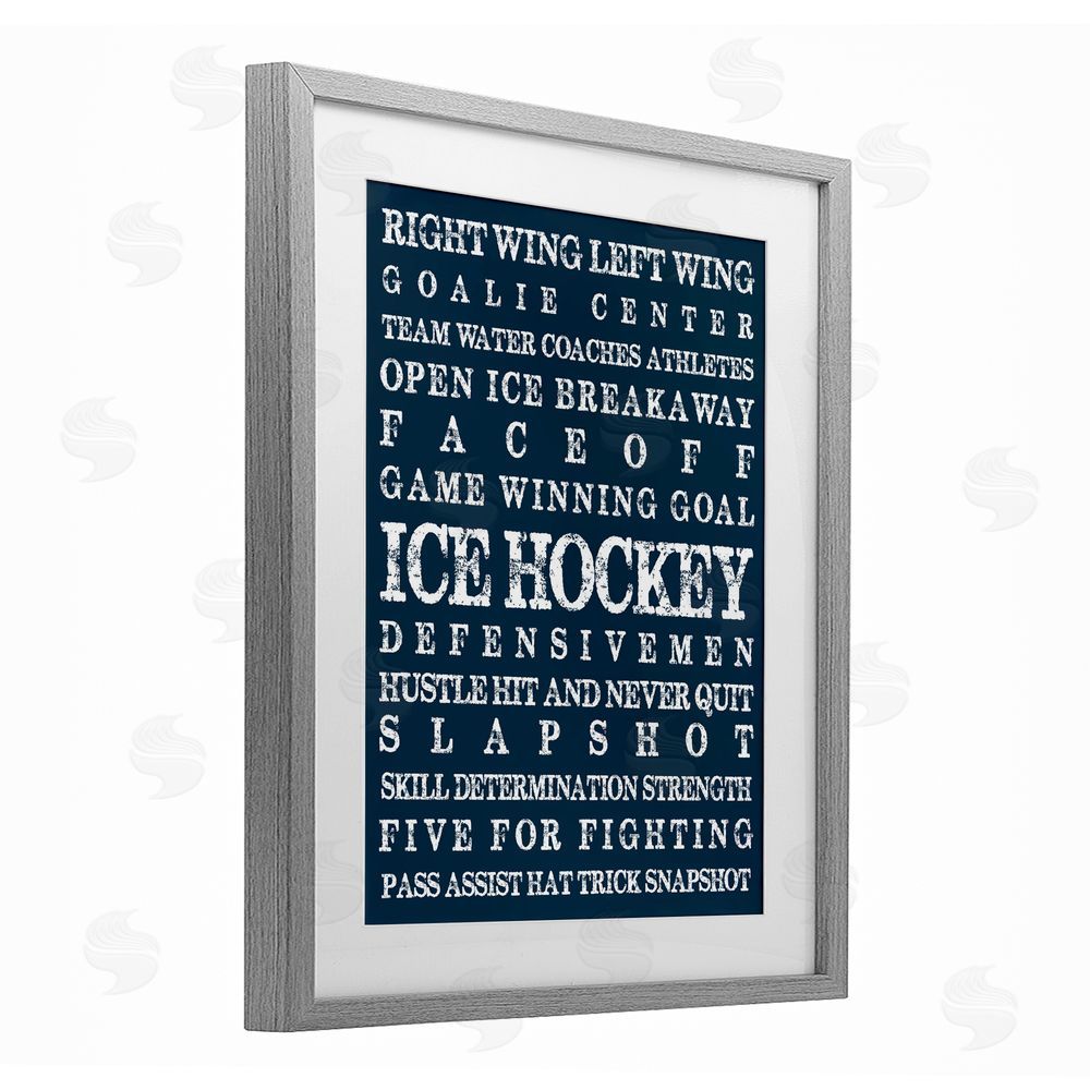Melody Hogan Ice Hockey Expressions Gray Framed Print Under Glass Wall Art