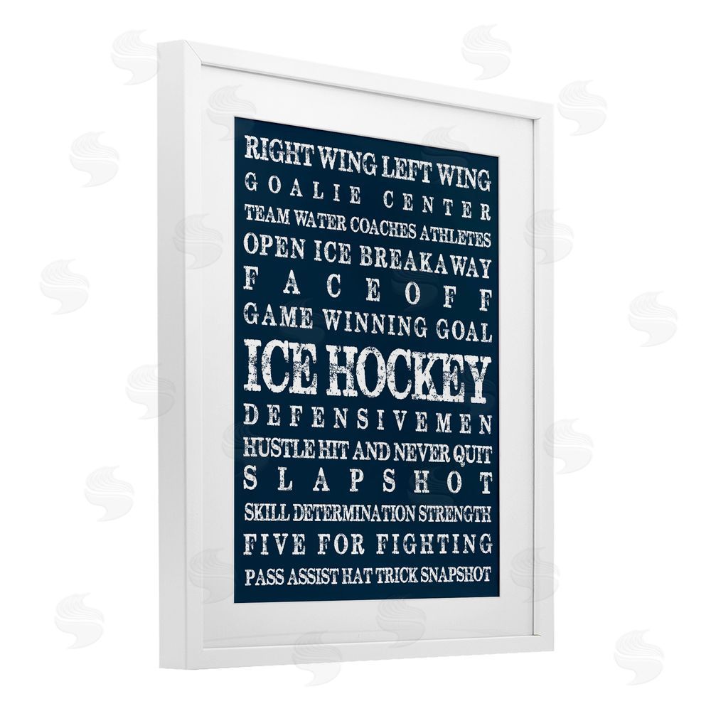 Melody Hogan Ice Hockey Expressions White Framed Print Under Glass Wall Art