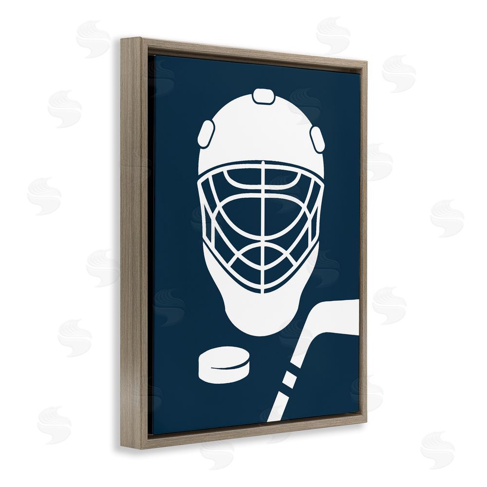 Melody Hogan Hockey Mask Blue & White Brown Floating Frame Canvas Wall Art Print