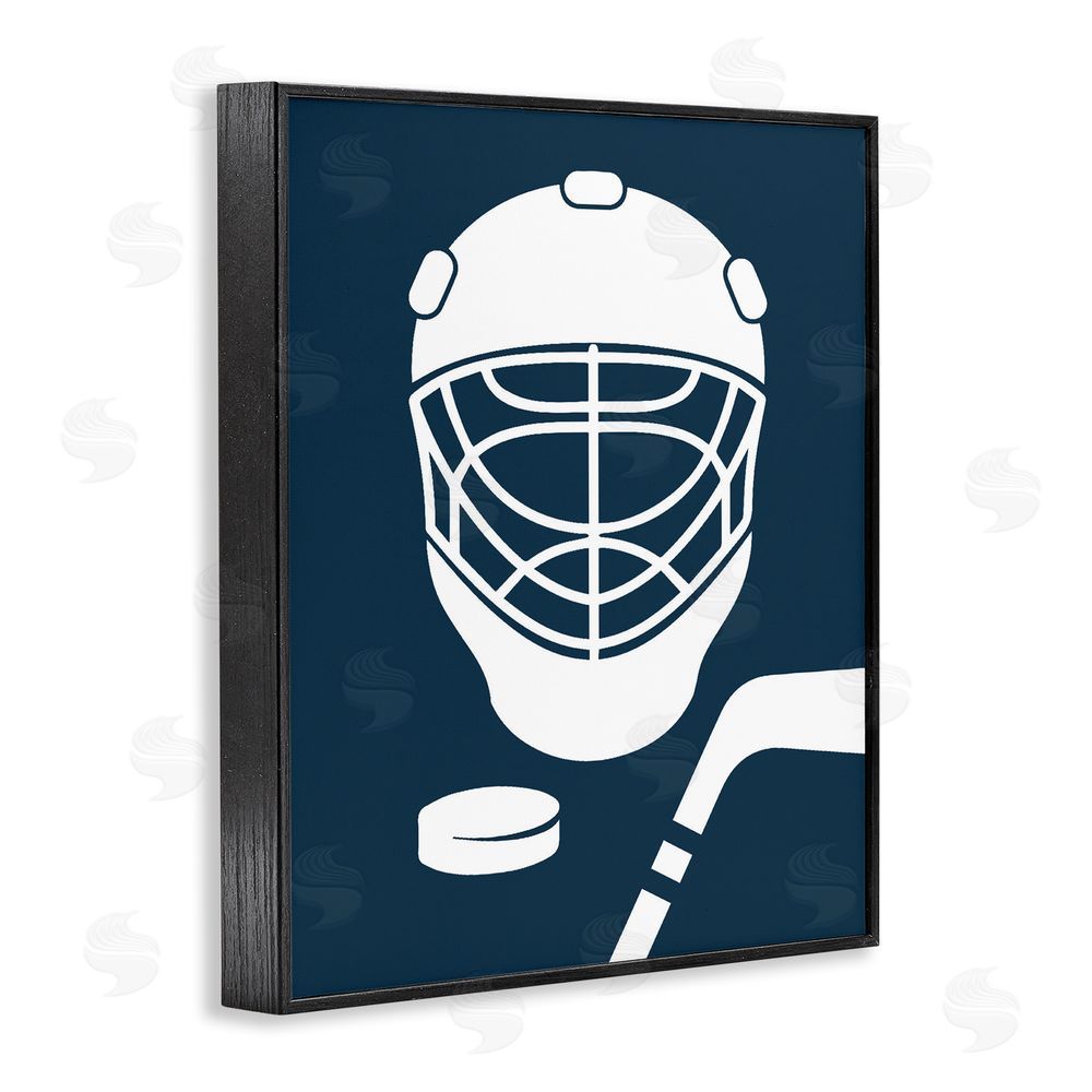 Melody Hogan Hockey Mask Blue & White Black Framed Giclee Wall Art Print