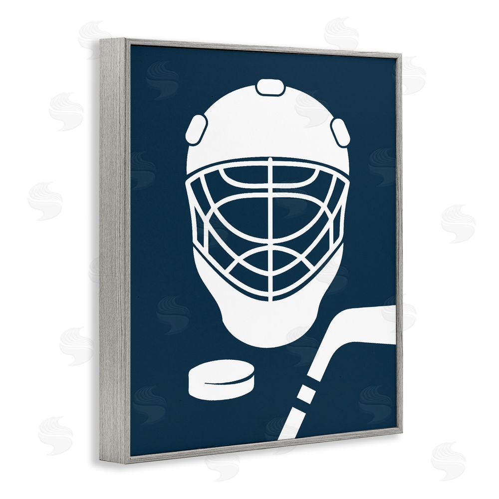 Melody Hogan Hockey Mask Blue & White Gray Framed Giclee Wall Art Print