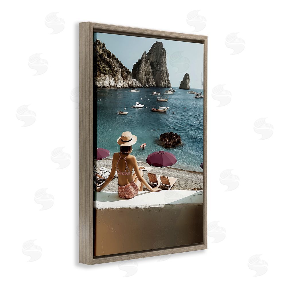 Annabelle Hall Capri Life Summer Escape Brown Floating Frame Canvas Wall Art Print