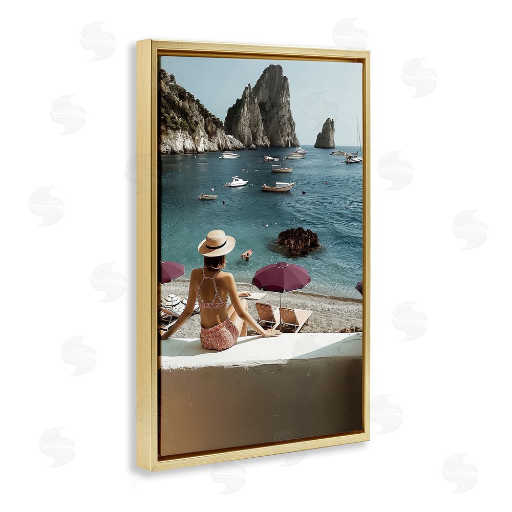 Annabelle Hall Capri Life Summer Escape Gold Floating Frame Canvas Wall Art Print