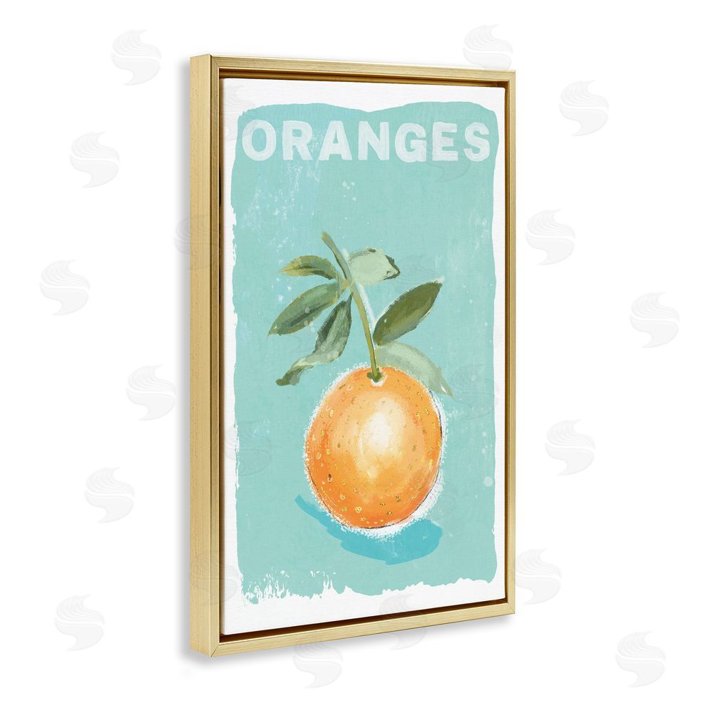 Chad Barrett Orange Twist Motif Gold Floating Frame Canvas Wall Art Print