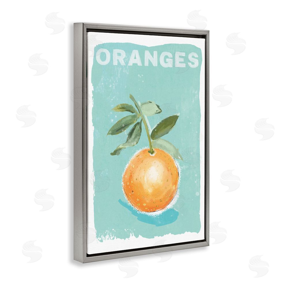 Chad Barrett Orange Twist Motif Gray Floating Frame Canvas Wall Art Print