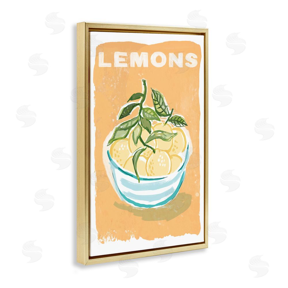 Chad Barrett Lemon Twist Motif Gold Floating Frame Canvas Wall Art Print