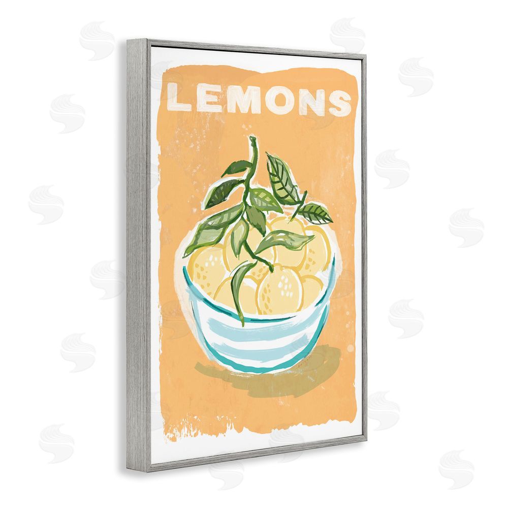 Chad Barrett Lemon Twist Motif Gray Framed Giclee Wall Art Print