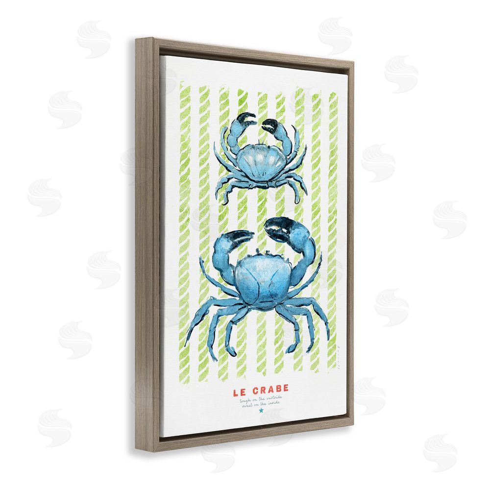 Chad Barrett Modern Bistro Crabs Brown Floating Frame Canvas Wall Art Print
