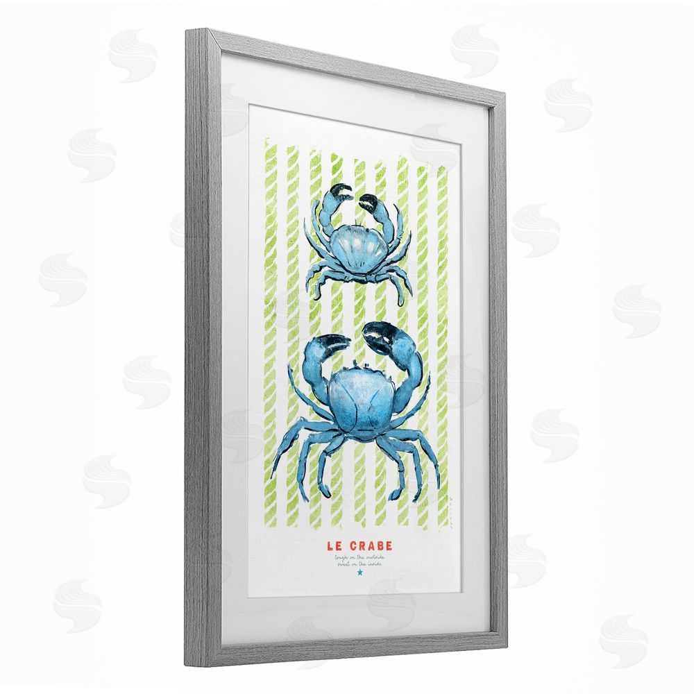Chad Barrett Modern Bistro Crabs Gray Framed Print Under Glass Wall Art