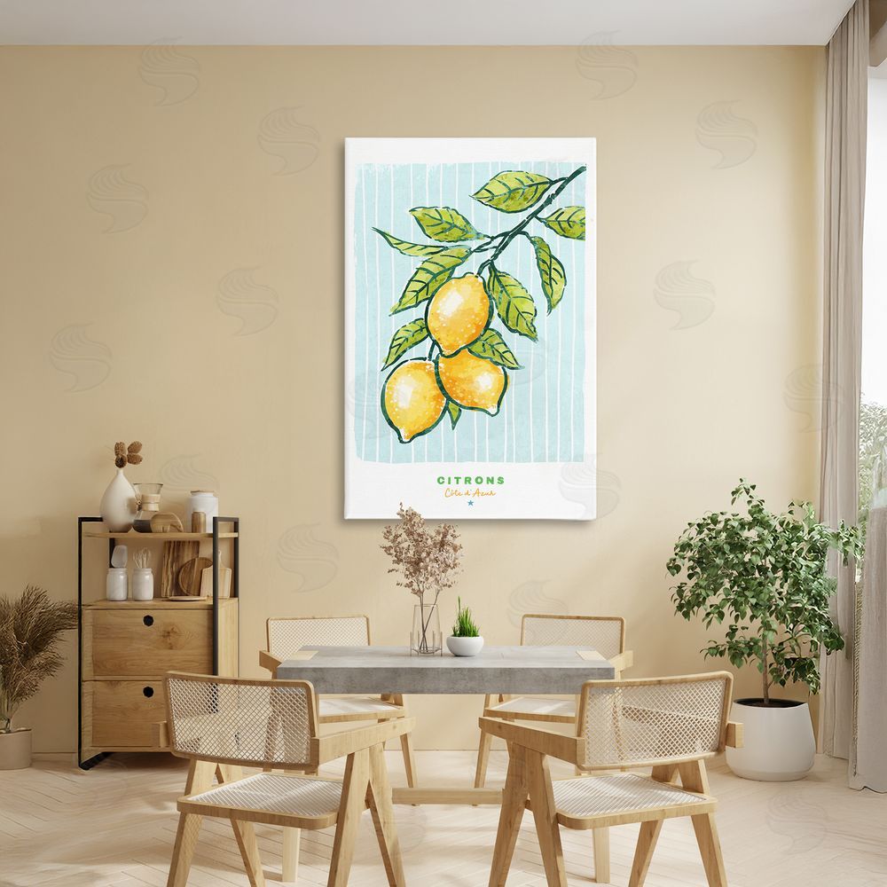 Chad Barrett Modern Bistro Lemons Stretched Canvas Wall Art in Room