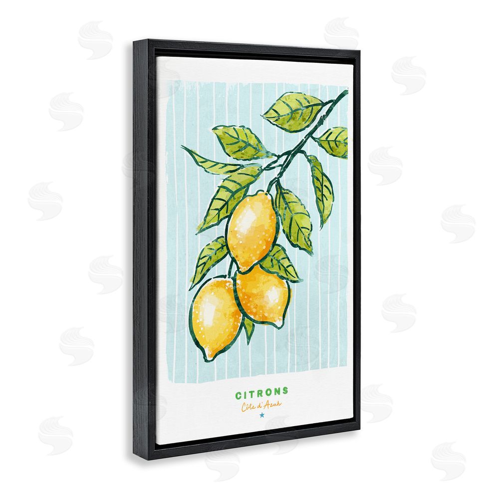 Chad Barrett Modern Bistro Lemons Black Floating Frame Canvas Wall Art Print