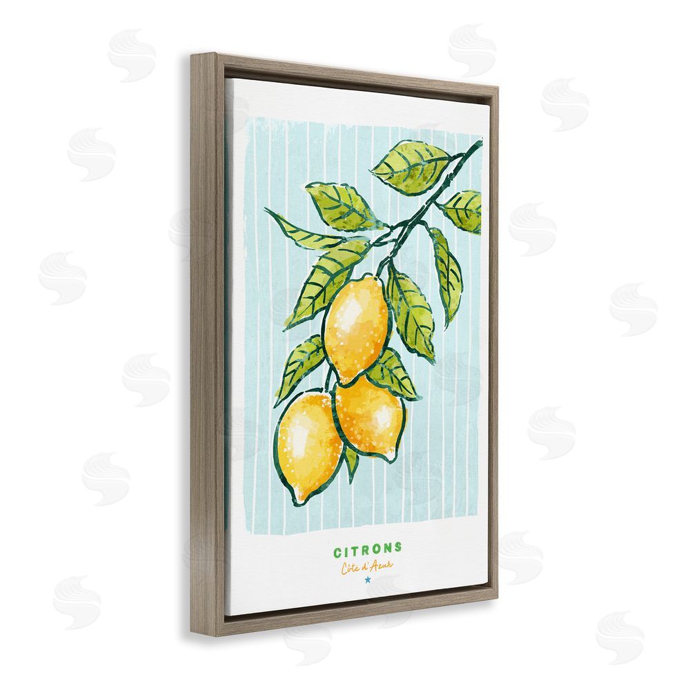Chad Barrett Modern Bistro Lemons Brown Floating Frame Canvas Wall Art Print