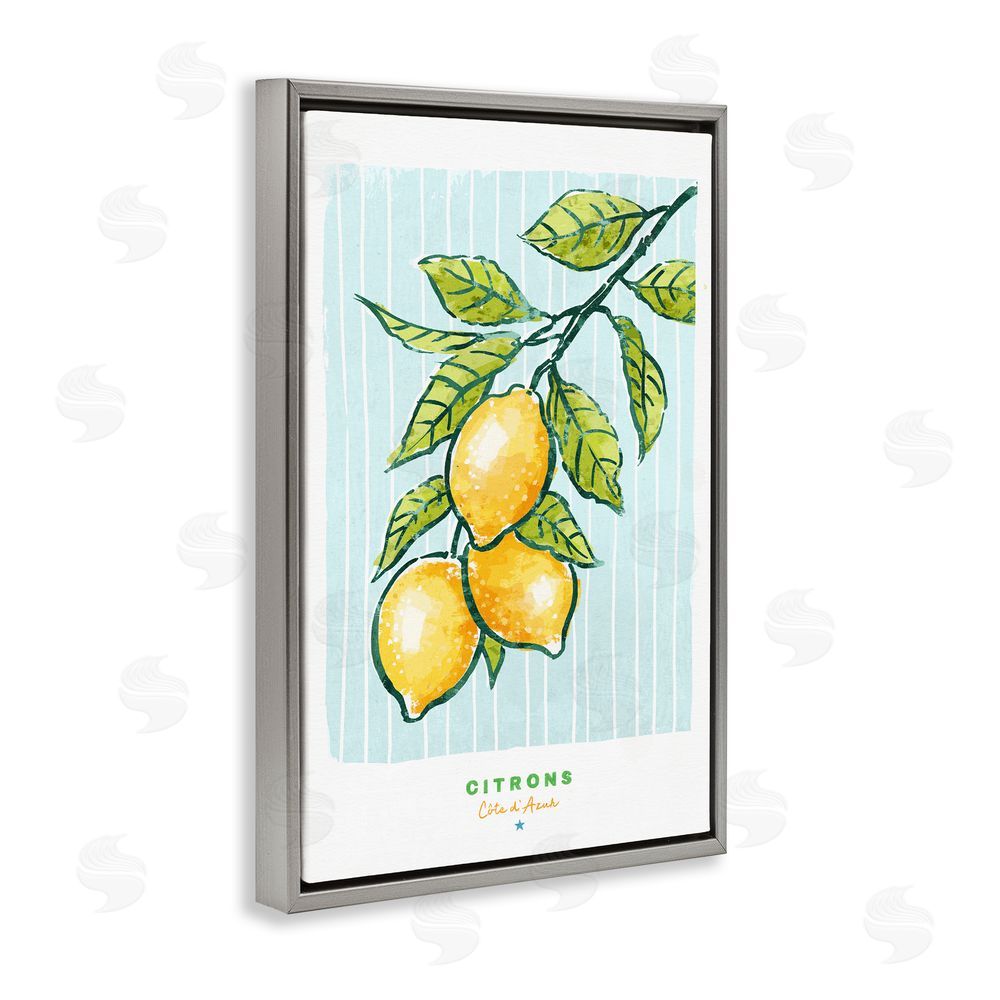 Chad Barrett Modern Bistro Lemons Gray Floating Frame Canvas Wall Art Print