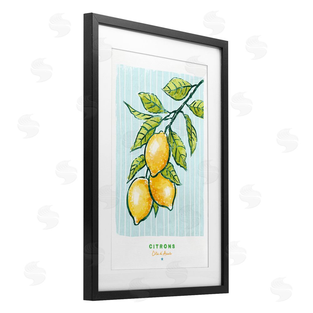 Chad Barrett Modern Bistro Lemons Black Framed Print Under Glass Wall Art