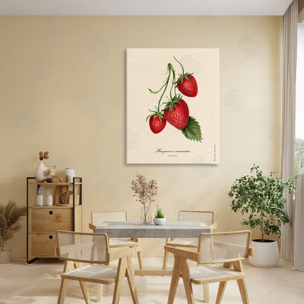 Danielle Murray Strawberry Fruit Portrait Stretched Canvas Wall Art in Room