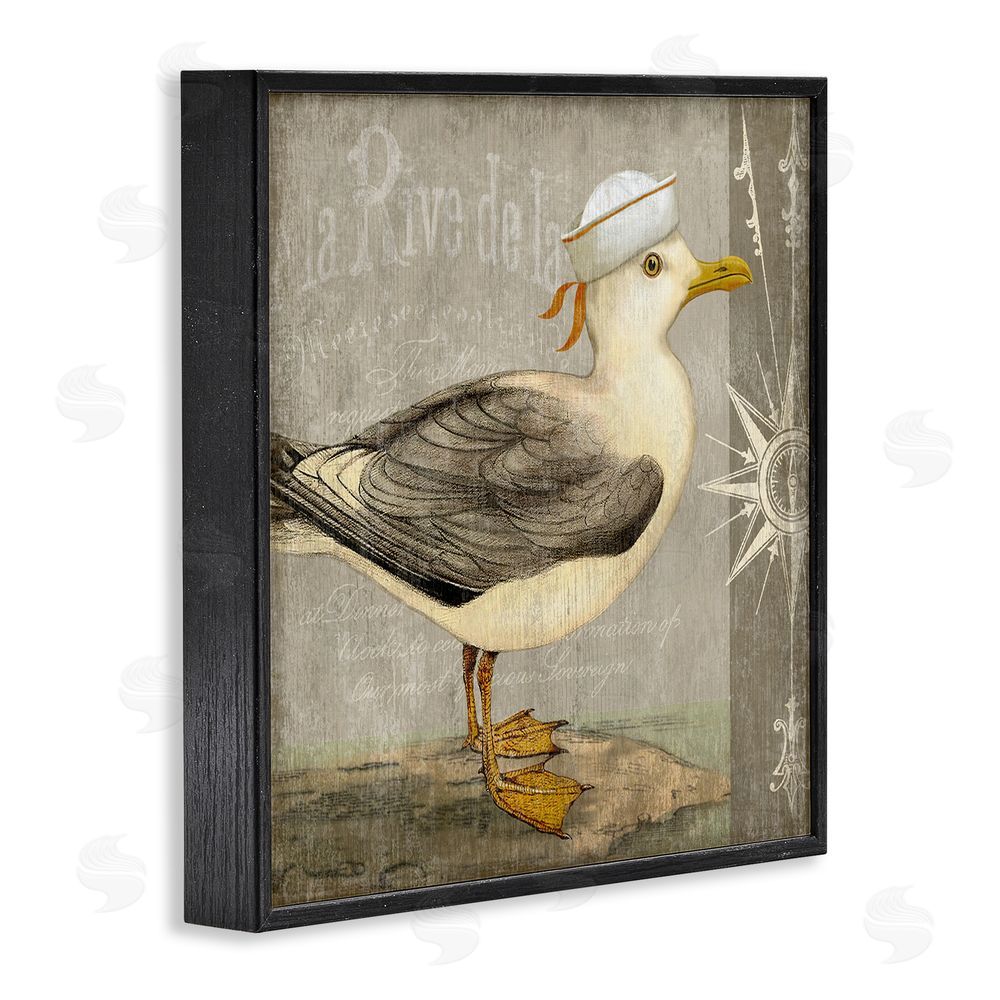 Suzanne Nicoll Rustic Little Seagull Black Framed Giclee Wall Art Print