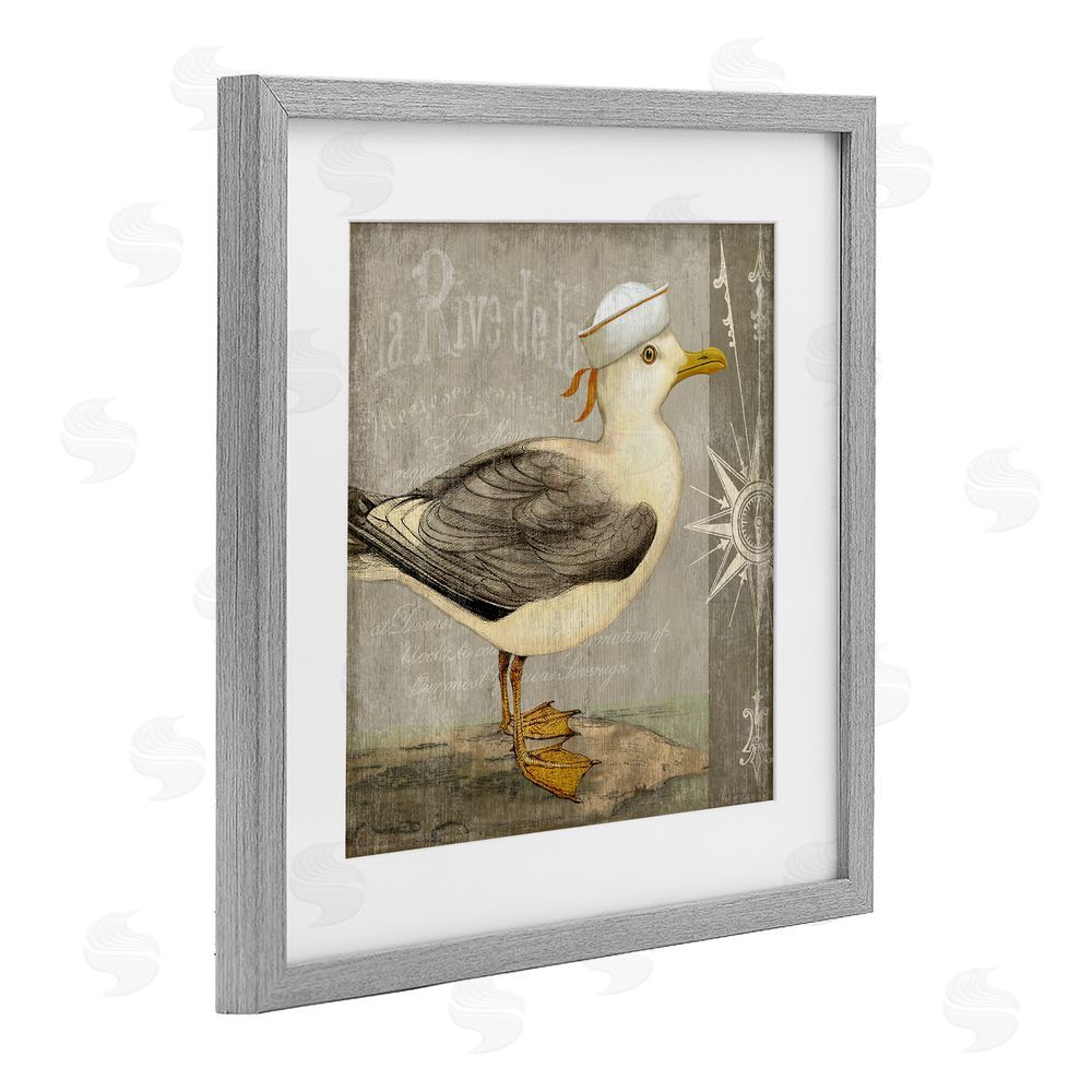 Suzanne Nicoll Rustic Little Seagull Gray Framed Print Under Glass Wall Art