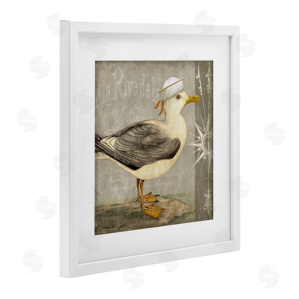 Suzanne Nicoll Rustic Little Seagull White Framed Print Under Glass Wall Art