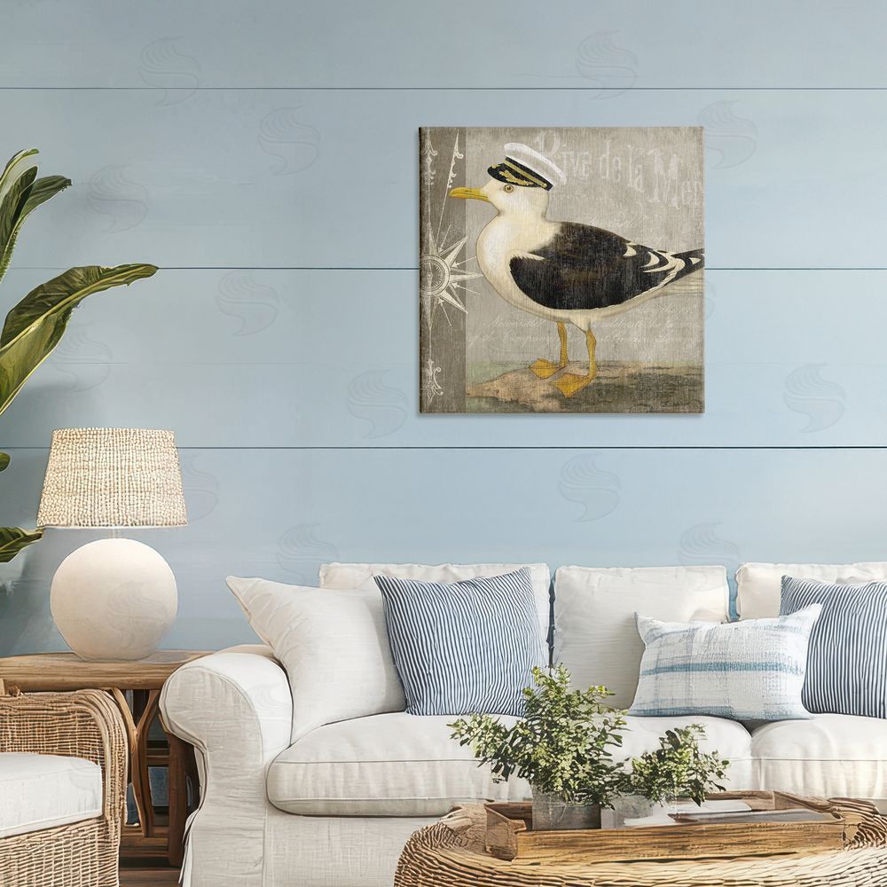 Suzanne Nicoll Little Maritime Seagull Stretched Canvas Wall Art in Room