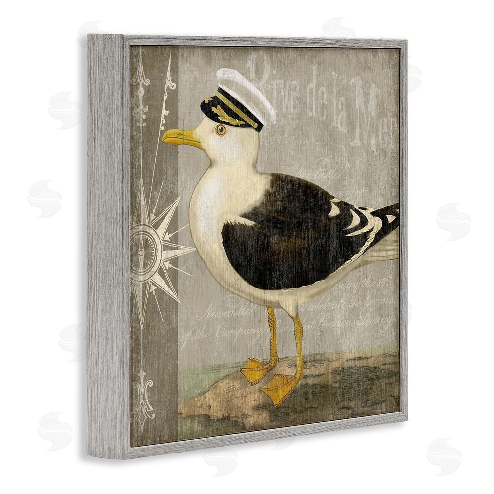 Suzanne Nicoll Little Maritime Seagull Gray Framed Giclee Wall Art Print