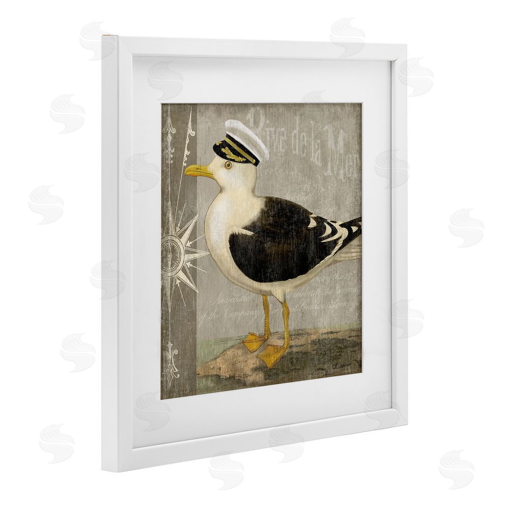 Suzanne Nicoll Little Maritime Seagull White Framed Print Under Glass Wall Art