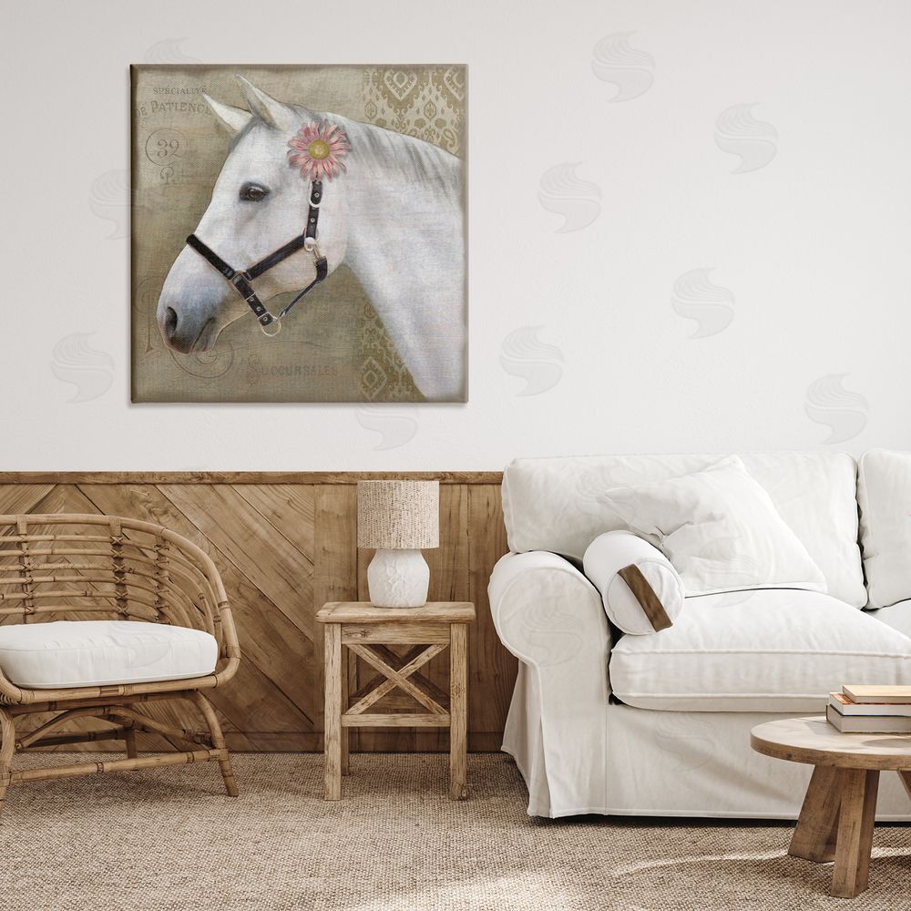 Suzanne Nicoll Boho Barnyard Horse Stretched Canvas Wall Art in Room