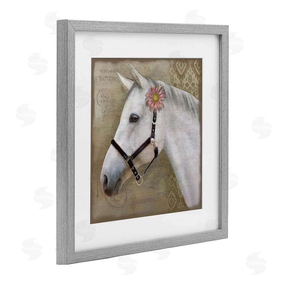 Suzanne Nicoll Boho Barnyard Horse Gray Framed Print Under Glass Wall Art