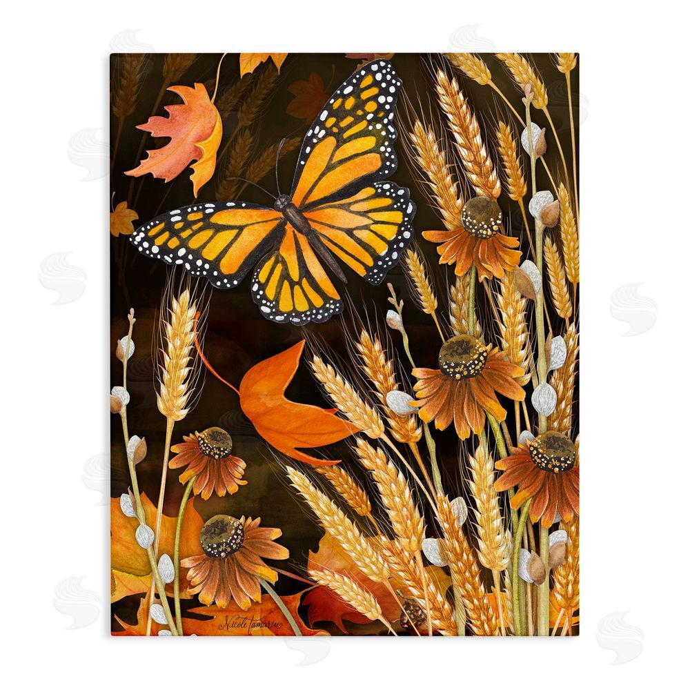 Nicole Tamarin Fall Motif Midnight Garden Stretched Canvas Wall Art Print