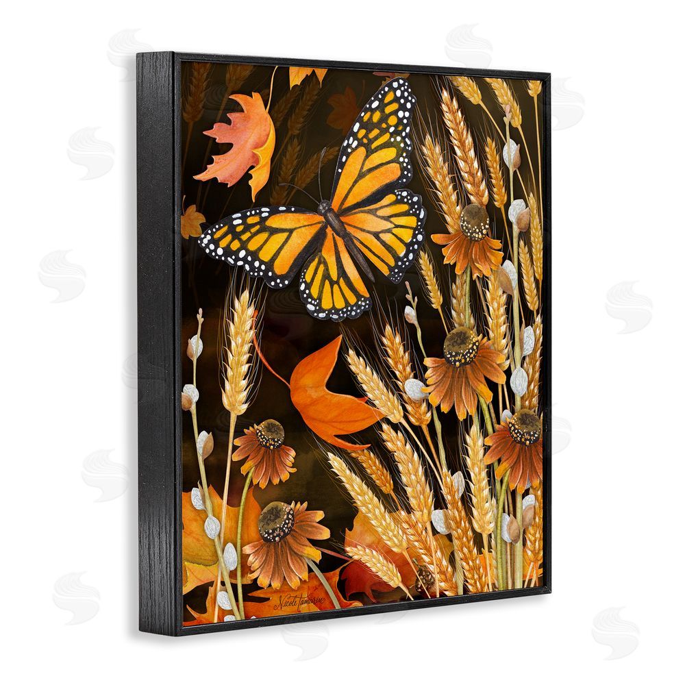 Nicole Tamarin Fall Motif Midnight Garden Black Framed Giclee Wall Art Print