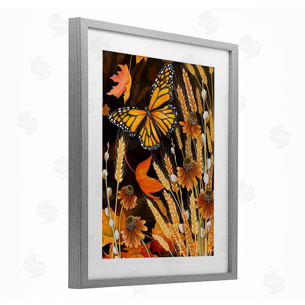 Nicole Tamarin Fall Motif Midnight Garden Gray Framed Print Under Glass Wall Art