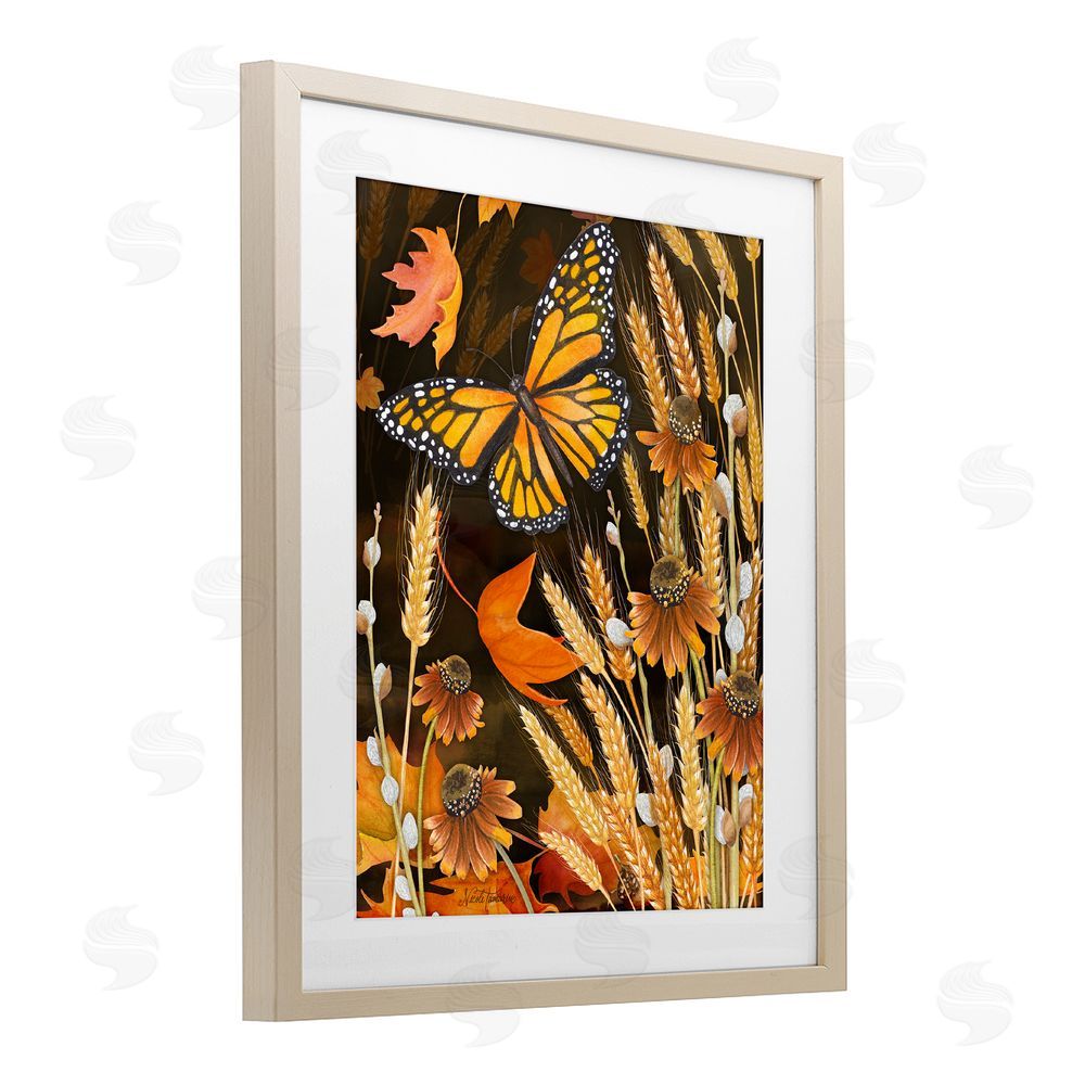 Nicole Tamarin Fall Motif Midnight Garden Brown Framed Print Under Glass Wall Art