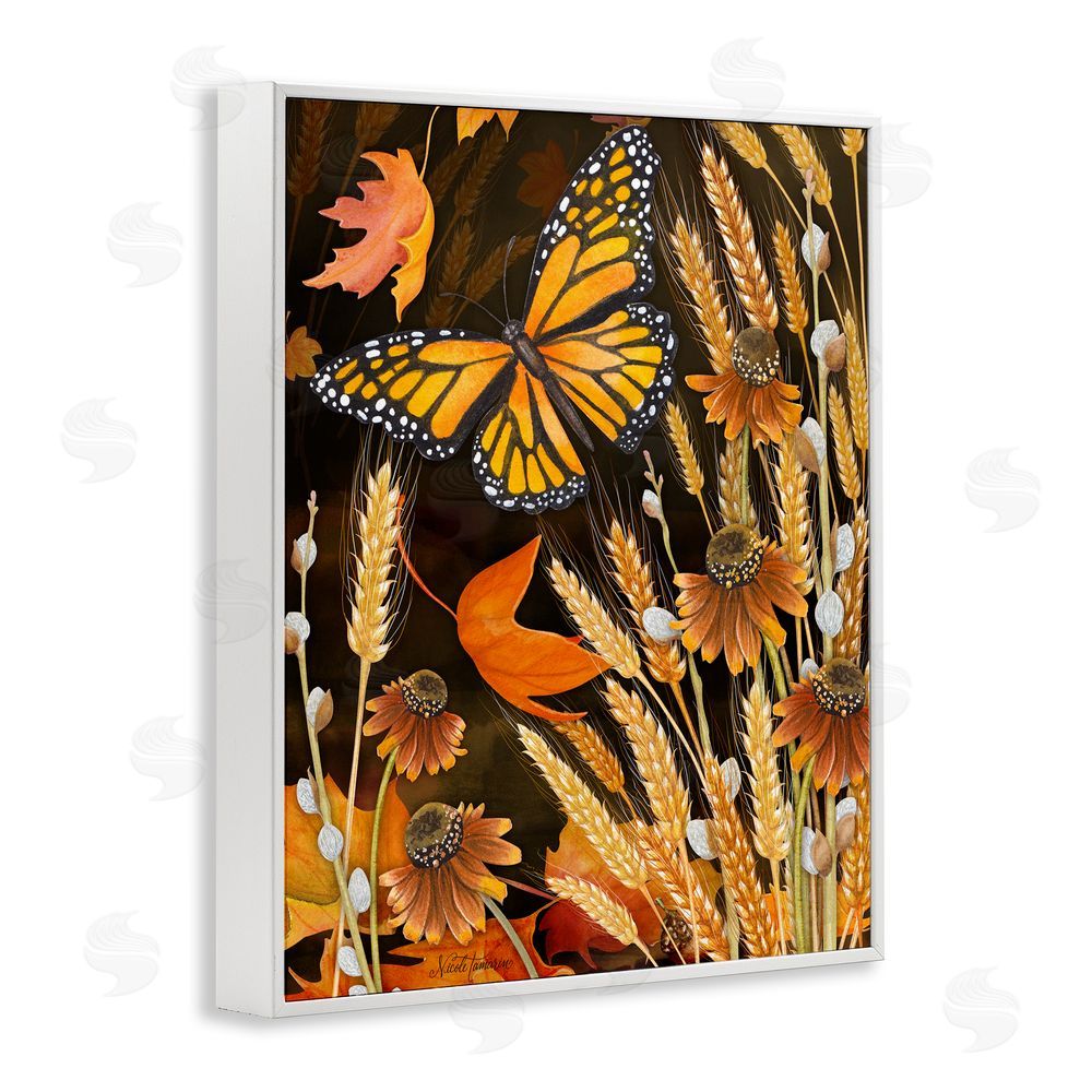 Nicole Tamarin Fall Motif Midnight Garden White Framed Giclee Wall Art Print