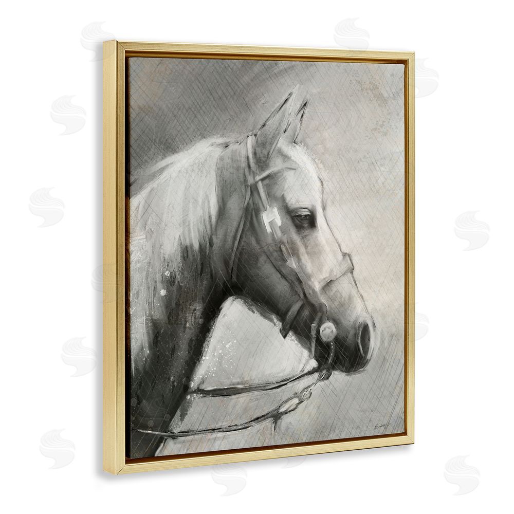 Chad Barrett Modern Ranch Horse Gold Floating Frame Canvas Wall Art Print